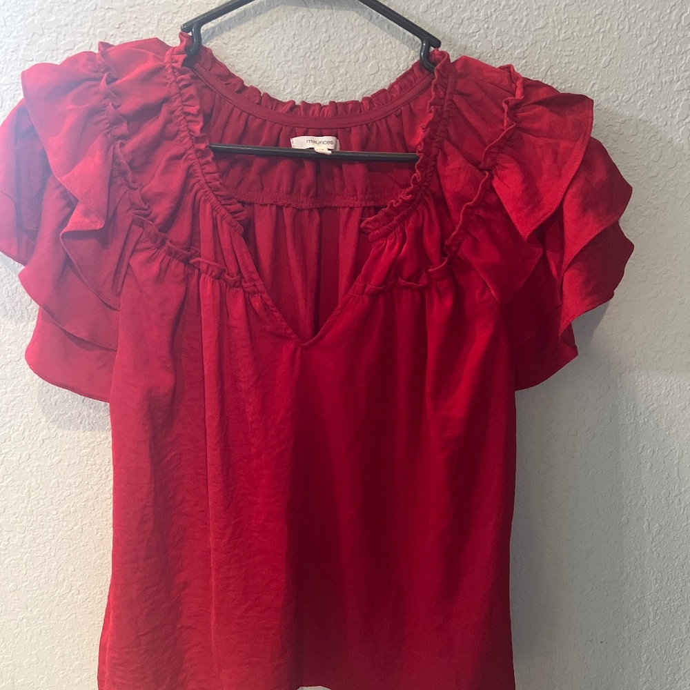 Ruffle Red Blouse